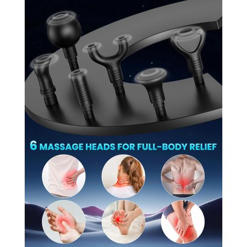 Deep Tissue Massage Gun, Portable Percussion Electric Muscle Massager for Pain Relief, Handheld Massagers with 30 Speeds & 6 Attachments for Back and Neck, Gifts for Men Women