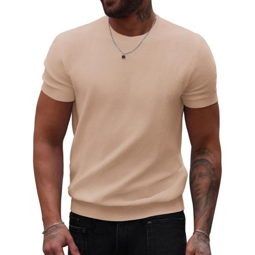 Threadbare Mens Knit T-Shirts Summer Waffle Shirts Vintage Shirts Short Sleeve Crew Neck Tee Shirt Casual Crochet Top.  Size medium