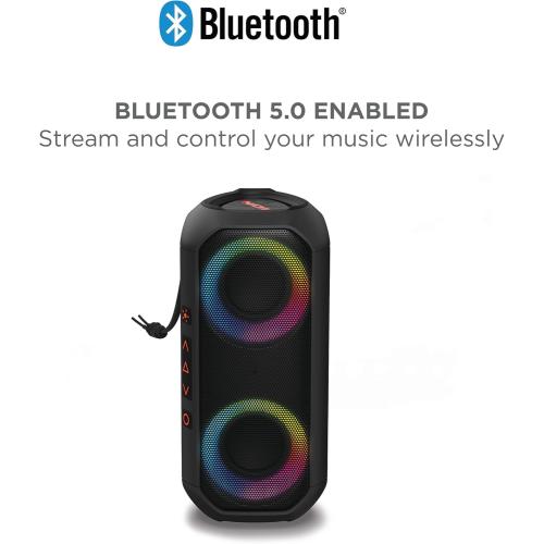 Ion Audio Uber Boom - Water resistant Portable Bluetooth Speaker with Party Lights, Built-in Microphone and Stereo-Link (Renewed)