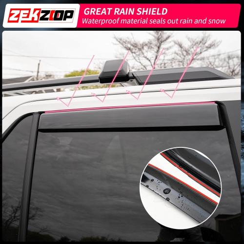 Black 4pc Visor Rain Guards Compatible with 2025 Toyota 4Runner Front and Rear in-Channel Window Visors Wind Deflectors Weather Shield for 4Runner 4PCS Accessories