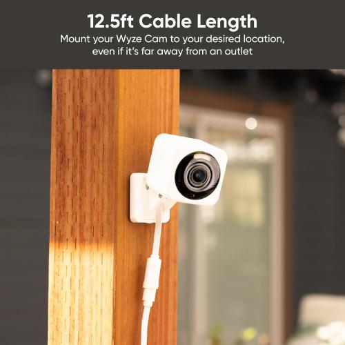 Size 12 feet Shaped Micro-USB Adapter Included)Wyze Outdoor Power Adapter, Works with Wyze Cam v3/v3 Pro/v4, Cam OG, Pan v3 and Battery Cam Pro(L-Shaped Micro-USB Adapter Included)