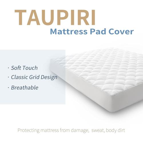Taupiri King Quilted Mattress Pad Cover with Deep Pocket (8-21), White | Fitted Soft Pillow Top Bed Topper, Down Alternative Cooling Mattress Protector