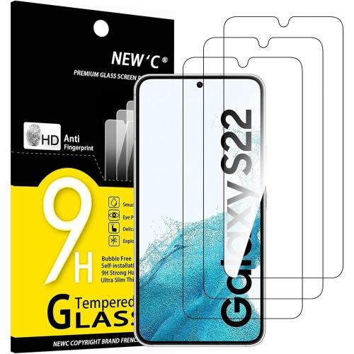 NEW'C 3 Pack Designed for Samsung Galaxy S22 5G, Screen Protector Tempered Glass, Case Friendly Anti Scratch Bubble Free Ultra Resistant