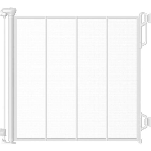 Reinforced Retractable Baby Gate or Mesh Dog Gate,Easy to Use for Stairs, Doorways, Hallways, Indoor, Outdoor, Wide Pet Gate 33.5 Tall, Extends to 55 Wide, White
