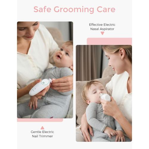Momcozy Elite Baby Kit, Superior Baby Shower & Registry Essential Kit for Grooming & Health & Cleansing Care, Electric Nail File & Nasal Aspirator,Tummy Wrap,Thermometer,Bath Brush,Teether,Storage Bag