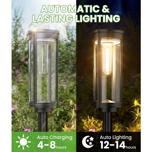 Bright Solar Pathway Lights Outdoor, 8 Pack Solar Powered Garden Lights Waterproof IP65, Auto On/Off Outdoor Light for Lawn Patio Walkway Driveway Decor Landscape Lighting