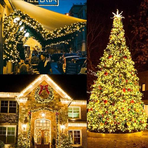 Christmas Light, 33ft 100 LED Battery Operated String Lights with Auto Timer & 8 Modes, Green Wire Outdoor Waterproof String Lights for Outdoor and Indoor Christmas Decor – Warm White