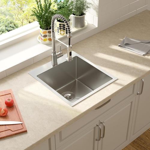 Lordear 18x20x10 inch Drop in Kitchen Sink Topmount Bar Sink 16 Gauge Single Bowl Stainless Steel Bar Outdoor Sinks