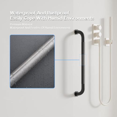 1 Pack Shower Grab Bar, 36 Inch Bathroom Grab Bar Handle with Anti-Slip Knurled Grip, Stainless Steel Bath Balance Bar, 1.25 Diameter Bath Safety Bar Support for Seniors Elderly Pregnant, Matte Black