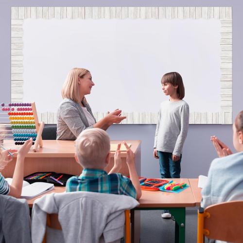 Capoda 24 Pcs Magnetic Borders White Wood Bulletin Board Border Classroom Decorations Magnetic Border Strips Reusable Scalloped Border Trim for Office Whiteboard Chalkboard Back to School Teachers