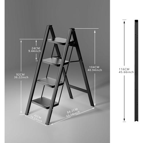 Step Ladder 4 Step Folding, Sturdy 330 Lbs Small Step Stool for Adults, Closet Step Stool Ladder with Anti-Slip Wide Pedals, Portable Folding Ladder for Home Kitchen Office
