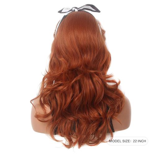 Black Long Curly Beehive Wig Vintage Wig with bangs for Women Costume Cosplay Fancy Dress 60s 70s Retro Wigs (reddish brown)