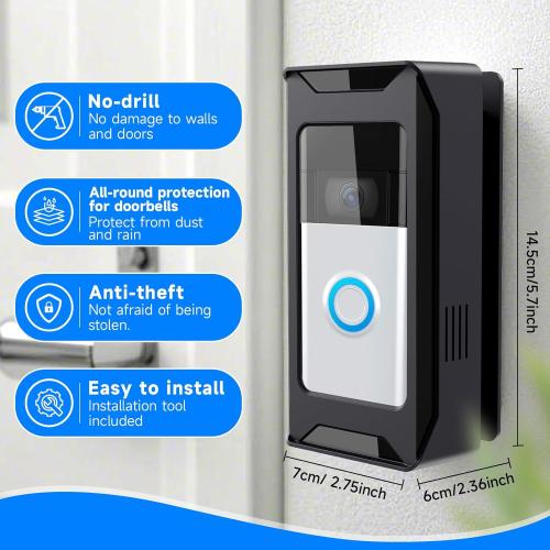 Anti-Theft Video Doorbell Mount Compatible with Ring/Blink Wireless Camera Doorbell, Adjustable Angle Mount No-Drill Battery Doorbell Bracket Accessories for Houses, Apartments, Businesses