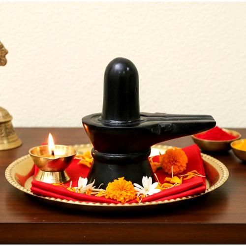StonKraft Marble Shiva Lingam Shiv Ling Idol Murti Statue Adiyogi (Black Lingam)
