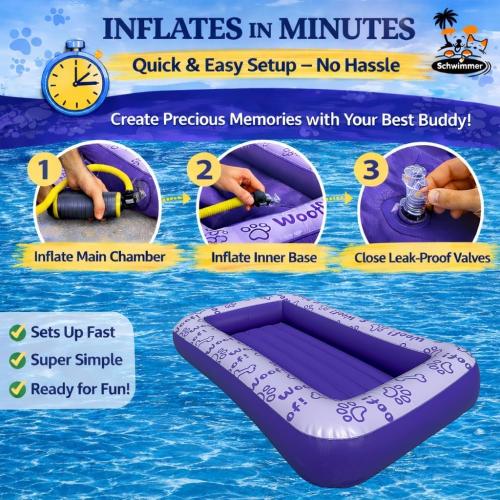 Schwimmer Dog Pool Float – Premium Pool Float for Large Dogs up to 220lbs – Durable & Inflatable Dog Raft for Pool, Lake & Beach – Comfortable & Safe Floating Mat for Summer Fun - Dog Floatie