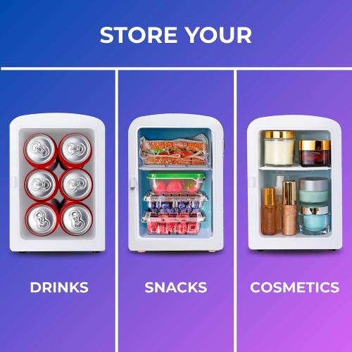 Coca-Cola 4L / 6-Can Mini Fridge with Multi-Color LED Light – Portable Thermoelectric 12V DC/110V AC Quiet Cooler/Warmer for Bedroom, Office, Car, Gaming Room, Mini Refrigerator for Drinks & Skincare