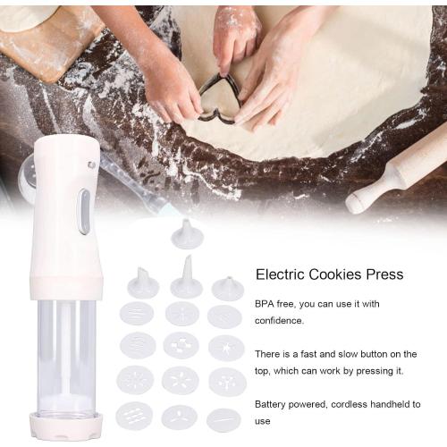 Electric Press, Making Kit Transparent Electric Decorating Tool with 12 and 4 Decorating Nozzles, for DIY Cake Decorating
