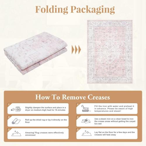 LIVEBOX Pink 8x10 Area Rug for Bedroom Girls, Boho Washable Rugs for Living Room Nursery, Non-Slip Indoor Soft Carpet Low-Pile Farmhouse Carpets for Dining Room Kids Playroom, Pink