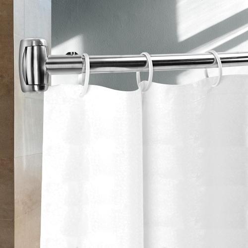 Adjustable Curved Shower Rod, 42-72 inches Extra Wide Shower Curtain Rod, Rust proof, Premium Stainless Steel, Curved Shower Curtain Rod for Bathroom, Need to Drill, Silver