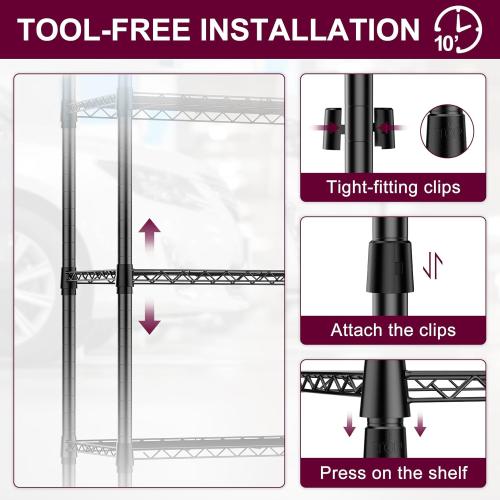 5 Tier Metal Wire Shelving with Wheels Casters, 750 lbs Heavy Duty Shelving Unit Wire Rack, Rolling Adjustable Storage Shelves for Kitchen, Garage, Pantry 14 D x 30 W x 60 H