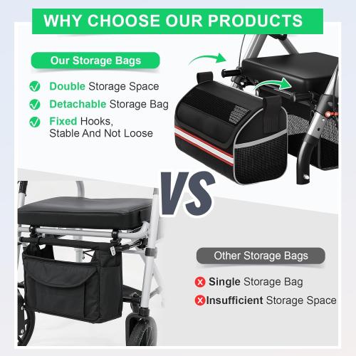 Walkers for Seniors, Rollator Walker with Seat, Walkers for Seniors with seat, 350 lb Capacity,with 8'' Big Wheels, Rolling Walker (Silver)