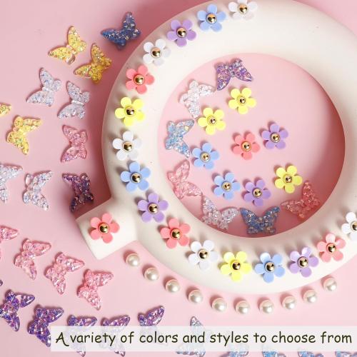 Ziigole Pink Butterfly Shoe Charms for Women, Flower Shoe Charm for Summer Clog Sandal, Pearl Shoe Decoration Charms Accessories, Party Favor, Ideal Gift