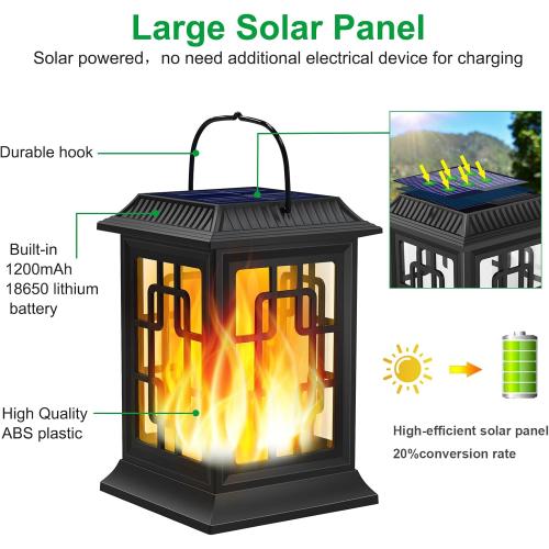 Solar Lanterns Outdoor Waterproof, Hanging Solar Lights for Outside Black Hanging Solar Powered Lantern Decorative for Garden Yard Patio, 2 Pack