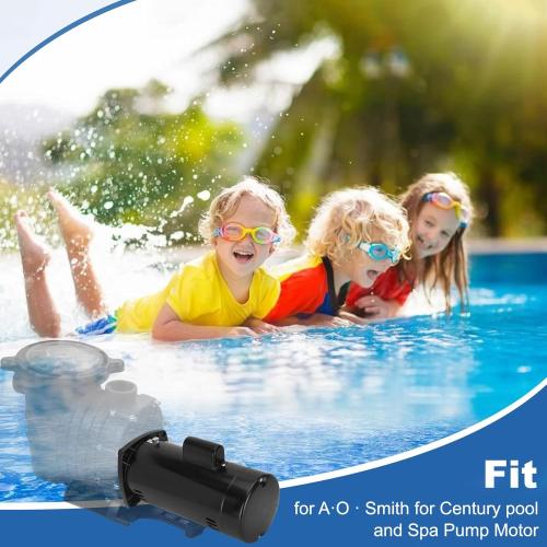 BLACK USQ1202 Pool Pump Motor, 2HP Square Flange Motor, 3450 RPM, 48Y Frame, Fit for A.O. Smith/Century Pool and Spa Pump Motor