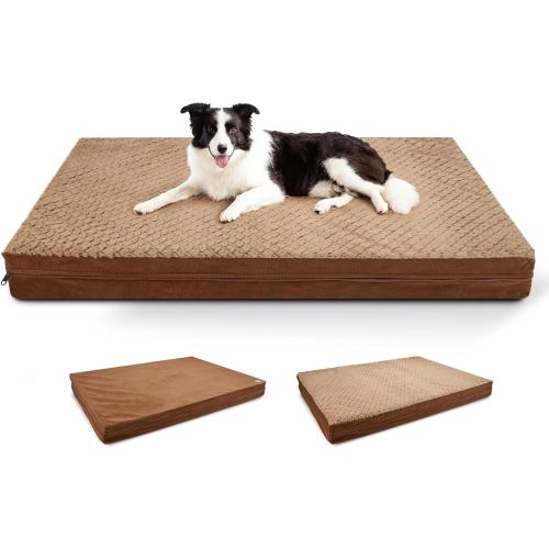 Size 44 Color Brown  Washable Indestructible 44 Dog Bed for Large Dogs – Double-Sided Plush, Chew Proof, Waterproof, Thick Orthopedic Support, Durable Multi- Size Comfort Clearance Indoor Flat Dog Bed