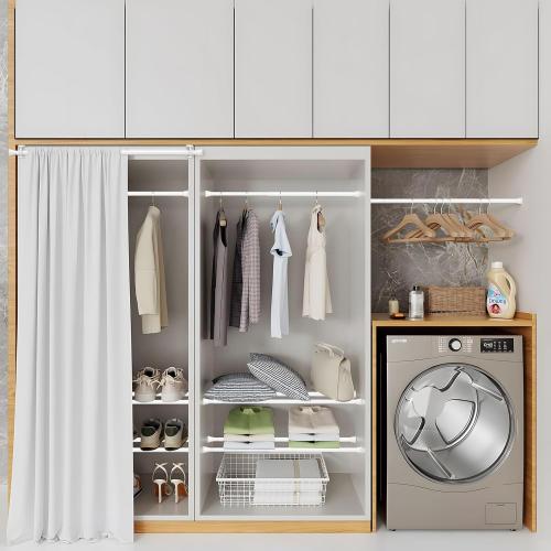 AIZESI 1PCS Spring Tension Curtain Rods 24 to 46 Inch White Tension Rod Spring Curtain Rod Short Curtains Rod 's Tension Adjustable Curtain Rods for Window, (With One Set Rod's Holder)