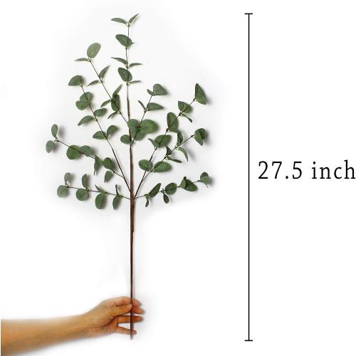6 Pcs 27 Eucalyptus Stems Greenery Stems Eucalyptus Leaf Spray in Green Silk Plastic Plants Floral Artificial Plants for Home Party Wedding Decoration