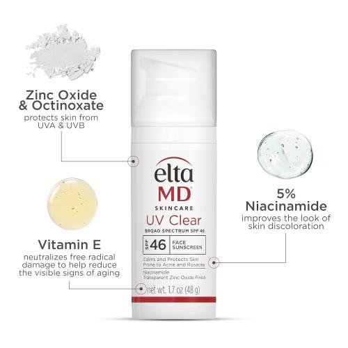 1.7oz EltaMD UV Clear Face Sunscreen SPF 46, Oil-Free Sunscreen with Zinc Oxide, Dermatologist Recommended