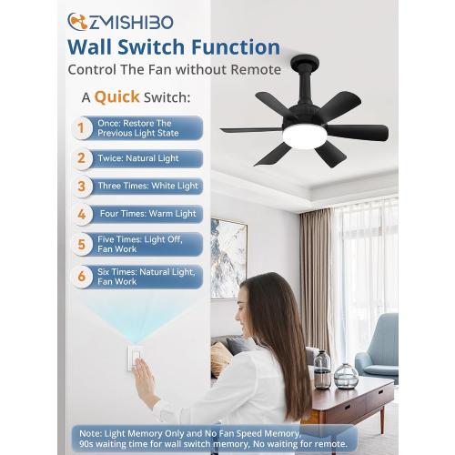 ZMISHIBO 2 Pack 17.9 Inch Socket Fan Light with Remote, Dimmable 3 Colors 6 Speed 1100 Lumens Light Bulb Fan Screw in Ceiling with Lights, Light Socket Ceiling Fan for Bedroom -Black