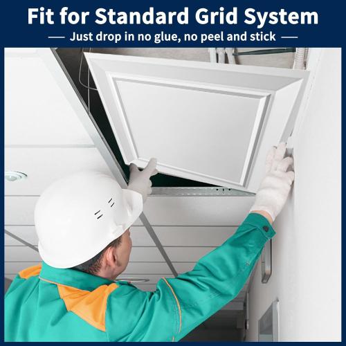 Art3dwallpanels Ceiling Tiles 24 x 24 Drop Ceiling Tiles, 12 Pack Drop in High Grade PVC Wall Panels, Fire Rated, Waterproof, Light Weight, Cover 48 Sq.Ft, White