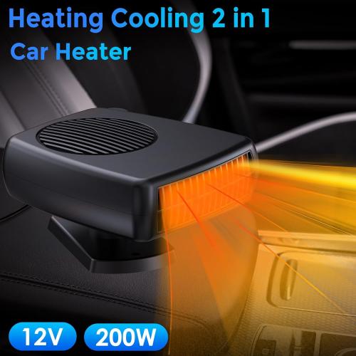 12 Volt 200W Car Heater, Portable Vehicle Heaters and Defrosters, Rapid Windscreen Defogger & Window Defroster for Winter with Cigarette Lighter Plug-In for All Cars