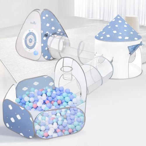 Dreamon 5 in 1 Kids Play Tent with Tunnel, Pop Up Play Tent with Ball Pits for Toddlers, Foldable Kids Tunnel with Carry Bag and Basketball Hoop, Toddler Tents Indoor & Outdoor