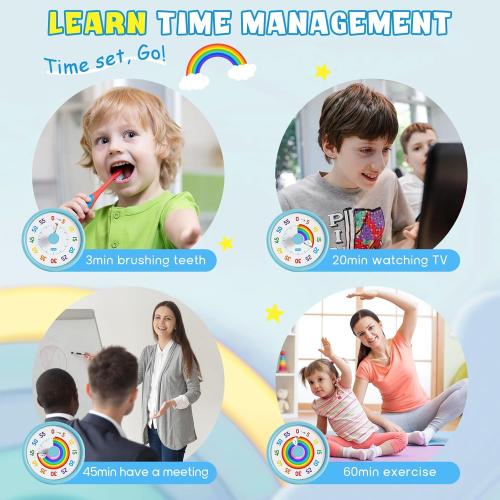HIPPIH Visual Timer for Kids, 60 Minute Countdown Timers for Classroom Kitchen Office, Rainbow Disk Desk Timer Clock with Silent Operation, Pomodoro Timer Time Management Tools for Toddler ADHD Blue