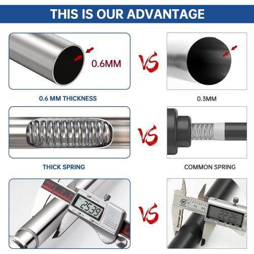 BRIOFOX Industrial Shower Curtain Rod - Never Rust Non-Slip 43-72 Inch 304 Stainless Steel, Brushed Nickel