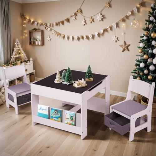 Color White Joyooss Kids Table and Chair Set,4 in 1 Wooden Kids Table and Chairs Ages 3-7,Toddler Table with Storage Kid Desk and Chair Set for Toddlers 2 in 1 Tabletop