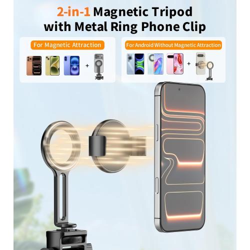 XXZU 74 Magnetic Phone Tripod with Phone Clip for Magsafe, Camera Tripod