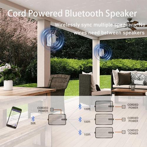 Set of 2 Outdoor Bluetooth Speakers 400w for Garage, Patio, Porch, Gazebo, Soffit, Entertainment Room. Wall Mount Speaker, Wireless Sync Up to 100 Speakers, IPX5 Waterproof (2 Pcs)