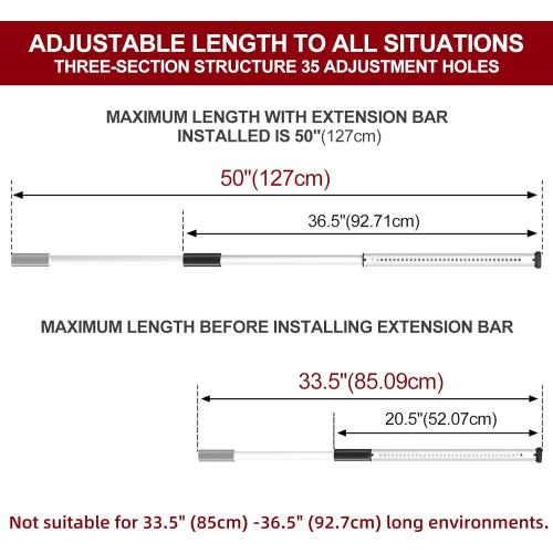 AceMining Sliding Door Security Bar,Heavy Duty Sliding Patio Door Lock Bar, 20-50inch Adjustable Multi-use Window Security Bars, Sliding Door Stopper,White,1Pack