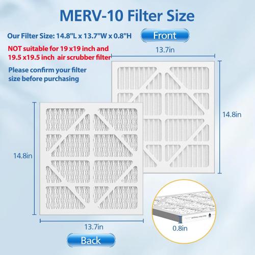 10 Pack MERV-10 Filter Replacement, Compatible with AlorAir CleanShield HEPA 550 and Abestorm HEPA 550 Air Scrubber Only – Not for Other 550 Models, Filter Size 14.8L x 13.7W x 0.8H
