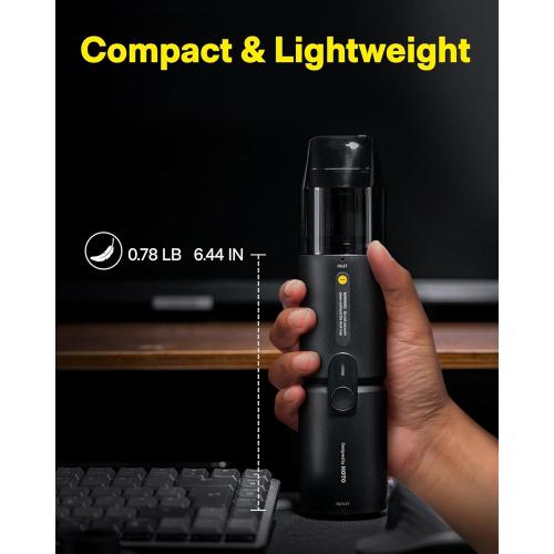 HOTO Handheld Vacuum Cleaner Cordless, Desk Vacuum Cleaner Compressed Electric Air Duster 15000Pa Suction, 4-in-1 Portable Vortex Vacuum Dust Buster Air Blower for Computer, Keyboard, Coffee Grounds