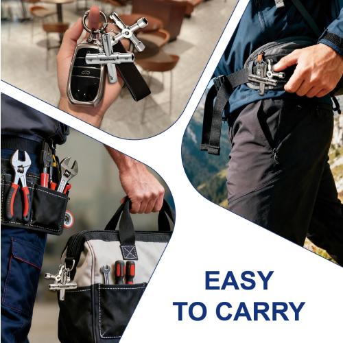 4-Way Sillcock Key, 2-Pack 40Cr Water Key, Multi-Functional & Utility Wrench, Shut Off Tool for 1/4, 9/32, 5/16, 11/32 Valve, Spigot & Electric Meter, Ideal for Home, Public & Commercial