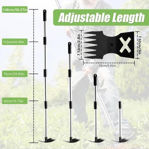 Hoe Garden Tool, Weed Puller Tool with Long Handle, 2 in 1 Hand Weed Rake and Hoe Garden Weeder Tool, Uprooting Pulling Weed Remover Tool for Yard, Patio, Lawn and Garden