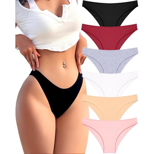 7Pack ..size M..Cotton Underwear for Women Cute Low Rise Bikini Panties High Cut Breathable Sexy Hipster Womens Cheeky