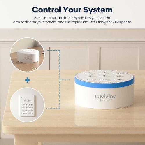 tolviviov Alarm System Wireless, DIY Door Alarm System for Home Security, Smart App Alerts, 7-Piece Kit, No Monthly fee, WiFi Alarm, Door Window Motion Sensor, for Home Security, and Kids Safety