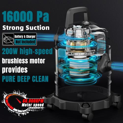 4 Gallon Cordless Shop Vac Compatible with Makita 18V Battery, Cordless Shop Vacuum Wet and Dry with 16 Kpa Strong Suction & Blower, Battery Powered Shop Vac for Car, Home and Garage (Tool Only)