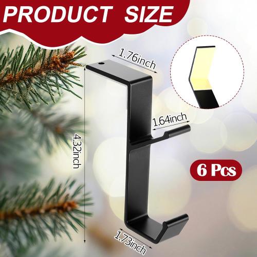 6 Pack 2 in 1 Christmas Garland and Stocking Mantel Holders Fireplace Stocking and Garland Hanger for Xmas Holiday Party Decoration Home